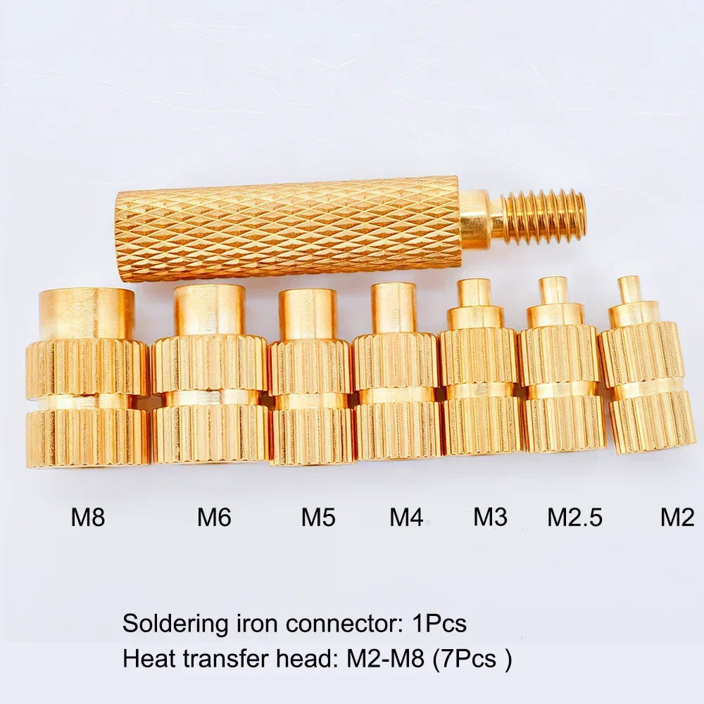 Threaded Brass Insert Nut 3d Printing Tool M2 M3 M4 M5 Heat Set Insertion Soldering Iron Kit Hot Melt Knurled Nut for Plastic PC