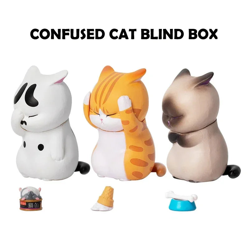 3/1Pc Mini Cat Blind Box Anger Orange Cat Cute Figures Ornaments Mystery-box Office Desktop Computer Decoration Children's Gift