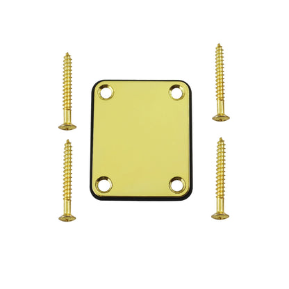 1Set  Bass Guitar Neck Plate,Electric Guitar Neck Joint Connecting Strengthen Plate with Plastic Back Plate & Mounting Screws