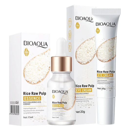 BIOAQUA White Rice Skin Care Sets Moisturizing Face Serum Anti Wrinkle Dark Circles Anti-aging Eye Cream Travel Size Skin Care