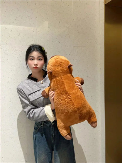 Kawaii Capybara Long Sleep Pillow Stuffed Capibara Plushie Cute Fluffy Doll Soft Sofa Cushion Nap Sleeping Toys for Home Bed