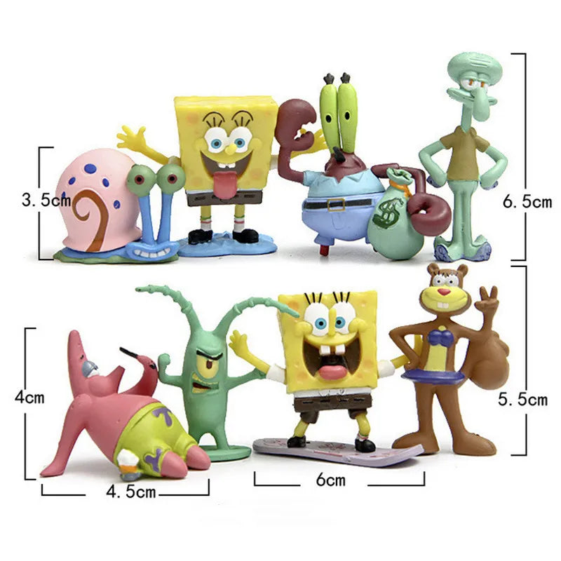 Spongebob Anime Figure Patrick Star Octopus Brother Handmade Model Cartoon Toys for Kids Ornaments 6PCS/8PCS Set Cake Decoration