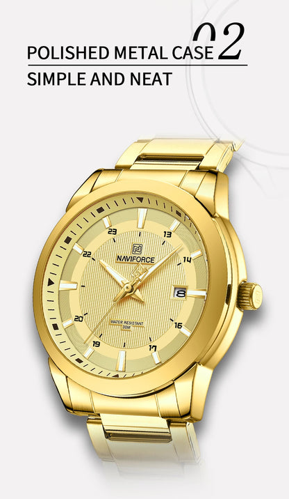2024 Top Brand NAVIFORCE Mens Watches Stainless Steel Strap Casual Male Quartz Sports Wristwatch Luxury Waterproof Date Clock