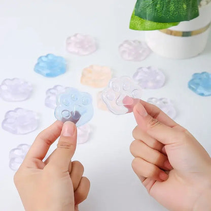 5/10/20PCS Kawaii Cat Paws Sticky Squeeze Toys Soft Realistic Jelly Glitter Cat Paws Transparent Squeeze Toys Kids Adult Gifts