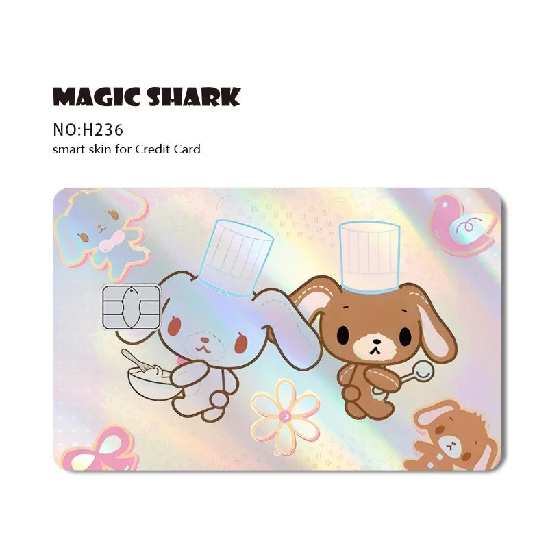 2025 New Cute Holographic Mouse Cat No Fade Laser Reflective Front Skin Cover Skin Sticker for Credit Card Debit Bank Card