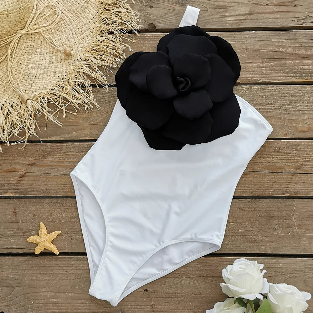 Blue One-Shoulder Ruffled Print Floral Swimsuit Set Cover Up Single Piece Micro Monokini Sexy Swimwear For Girls Summer Beach