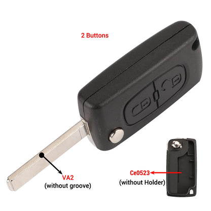 jingyuqin 2/3 Buttons for Peugeot 207 307 308 407 607 807 For Citroen C2 C3 C4 C5 C6 Auto Remote key Case Va2/Hu83 CE0523 CE0536