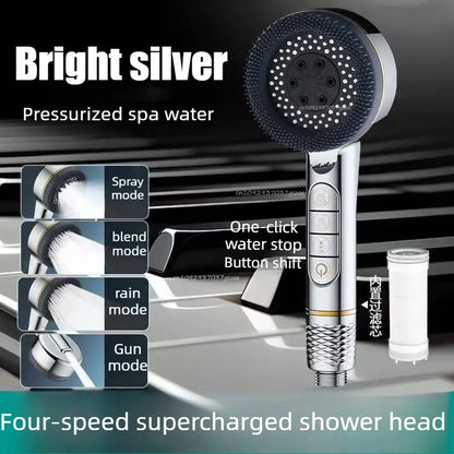 Filtered Supercharged Shower Head Four-speed Adjustment With Water Seal Multi-functional Home Shower Bathroom Accessories