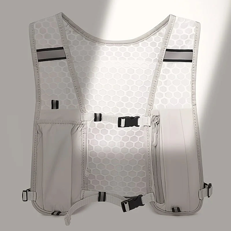 Biking Running Storage Vest Backpack Lightweight Running Vest Reflective Hydration Water Chest Pack Phone Storage Pocket