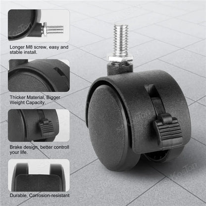 4 Pcs/pack Universal Mute Caster M8 Wheel 1.5Inch Replacement Furniture Table Drawers Cabinets Swivel Rollers 360 Degree Wheels
