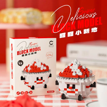 CLC Diamond Particle Casual Splicing Fruit French Fries Burger Block Toys Happy Food and Play Series Toys for Children Gifts
