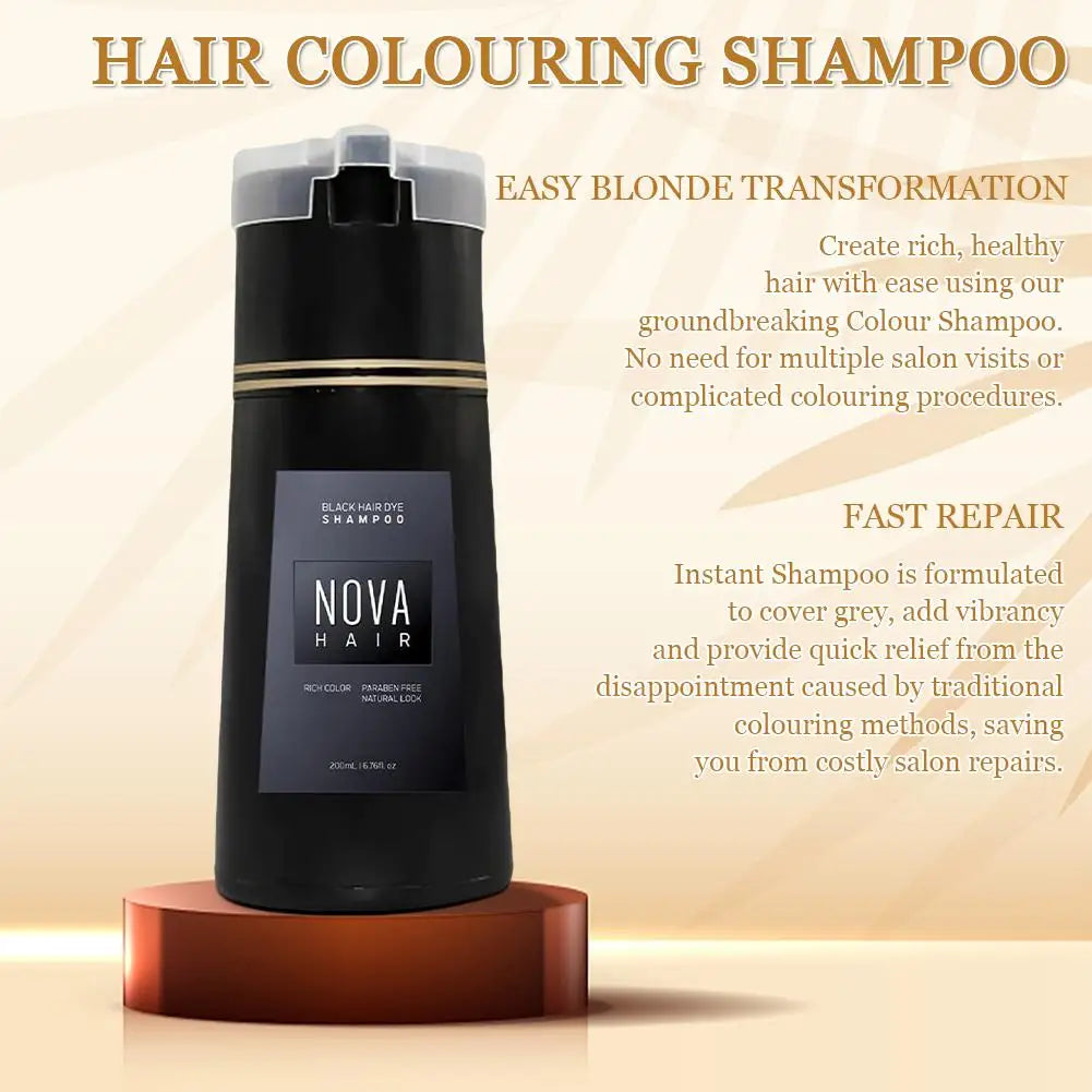 Nova Hair Dye Shampoo, Nova Hair Instant Dye Shampoo,Hair Dye Coloring  Shampoo For Gray Hair Long Lasting Nourish For Men Women