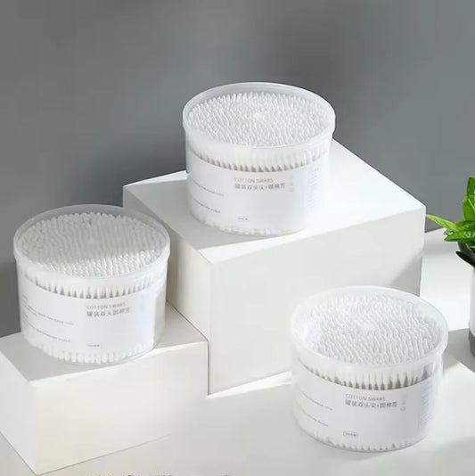 Disposable Cotton Swab Box With Double End Round Head For Makeup Removal Daily Cleaning Pet Care Multi-purpose About 500pcs