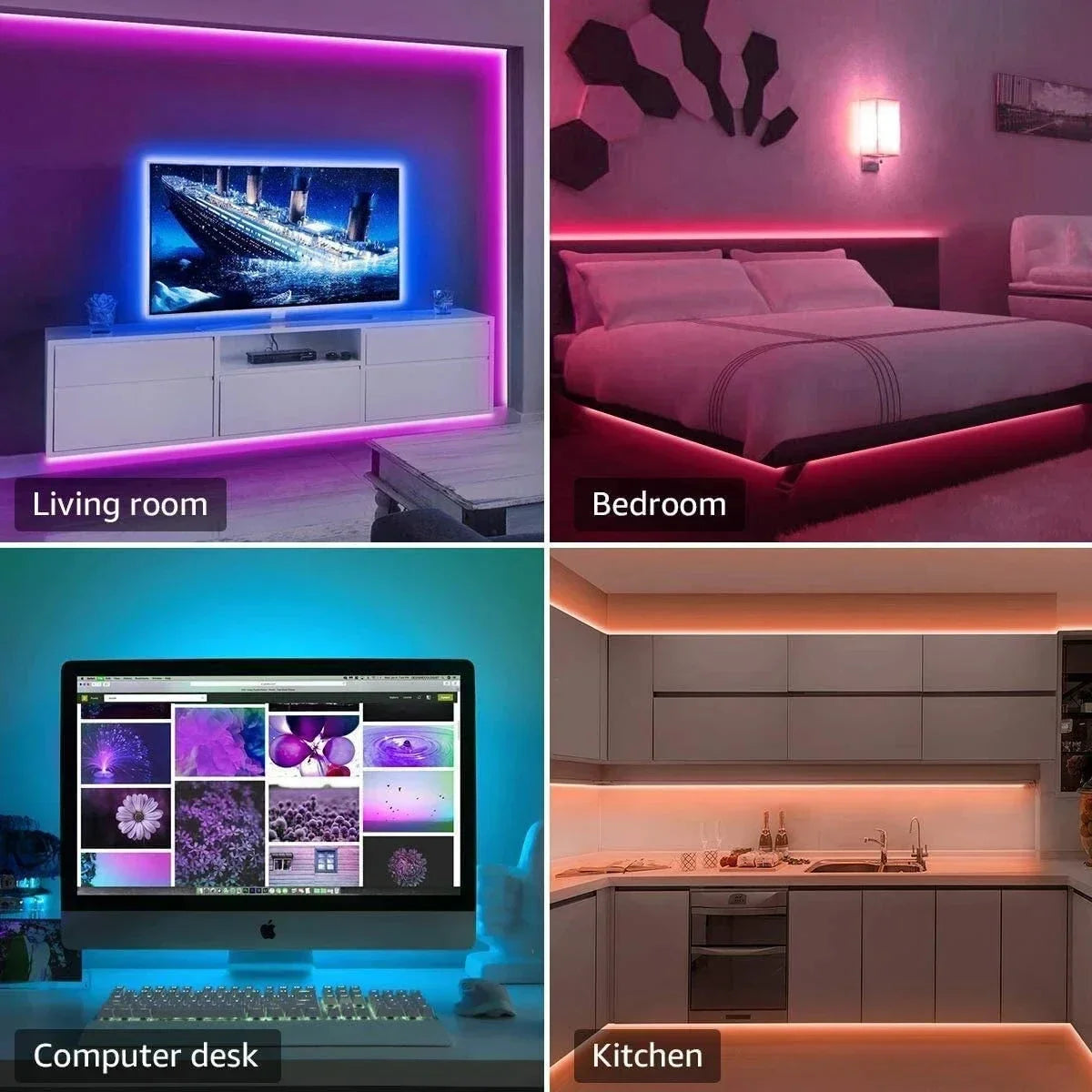 RGB LED Strip Light SMD 5050 USB Remote&APP Control Bluetooth Flexible Tape Diode Ribbon for TV Backdrop Living Room Bedroom
