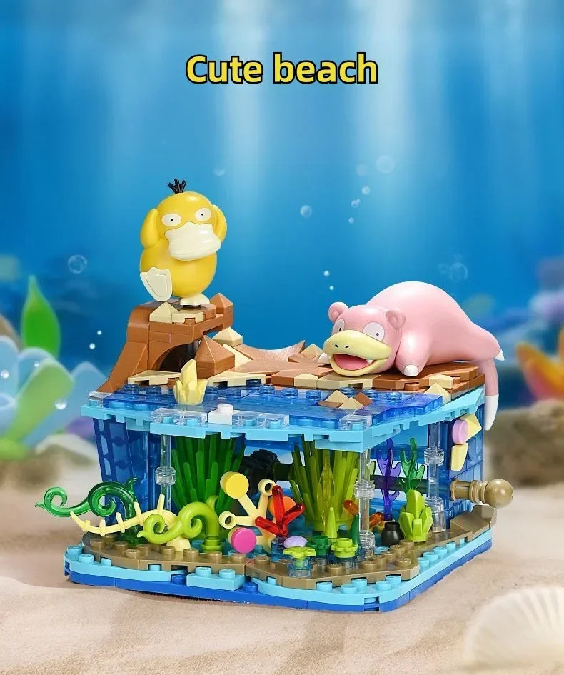 Pokémon Series Building Blocks Pikachu Psyduck Pogaman Cartoon Scene Model Bricks Collection Ornaments DIY Toys Holiday Gifts