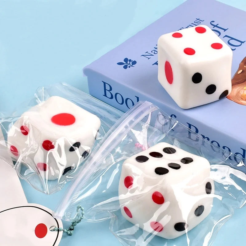 2.56" Squishies Dice Kawaii Soft Slow Rising Large 6-Sided Dice with Dots Stress Relief Kids Toys Collection Decorative Props