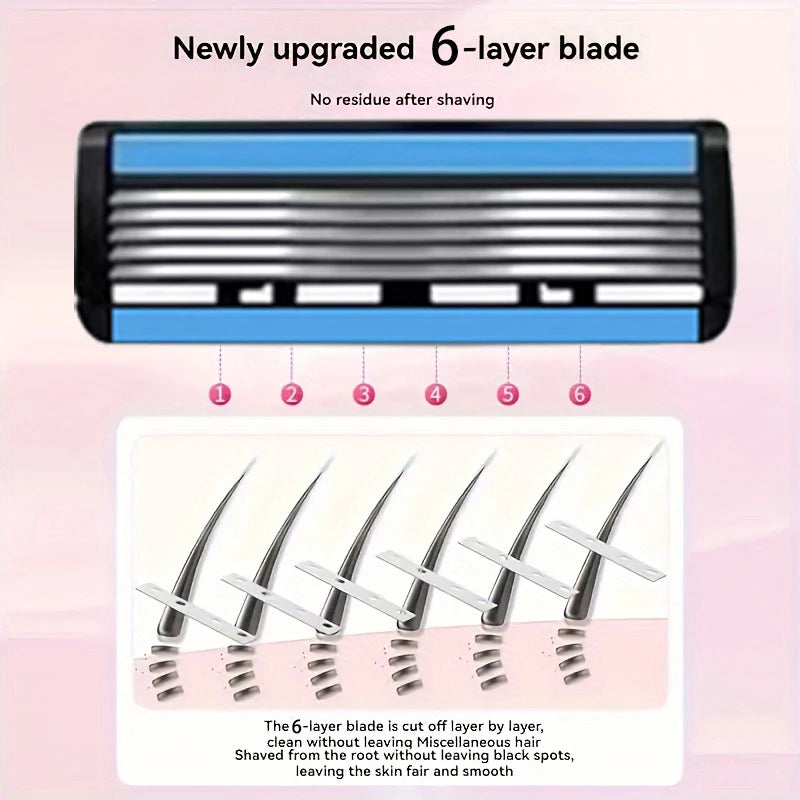 6-Layer Stainless Steel Shaver, Men's Classic Shaver Blade, Detachable and Reusable Shaver