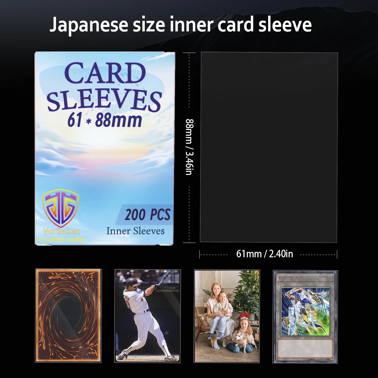 200 PCS Inner Card Sleeves Perfect Fit MTG/YGO Game Cards ,Sports Cards,Football Cards, Inner Card Sleeves Is Smooth And Tough