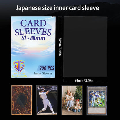 200 PCS Inner Card Sleeves Perfect Fit MTG/YGO Game Cards ,Sports Cards,Football Cards, Inner Card Sleeves Is Smooth And Tough