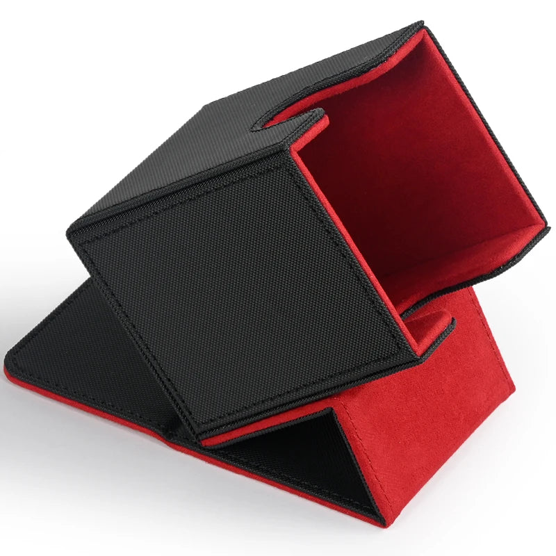 Card Deck Box,Card Deck Case Holds 100+ Sleeved Cards, PU Leather Card Storage Box For  TCG game trading cards.