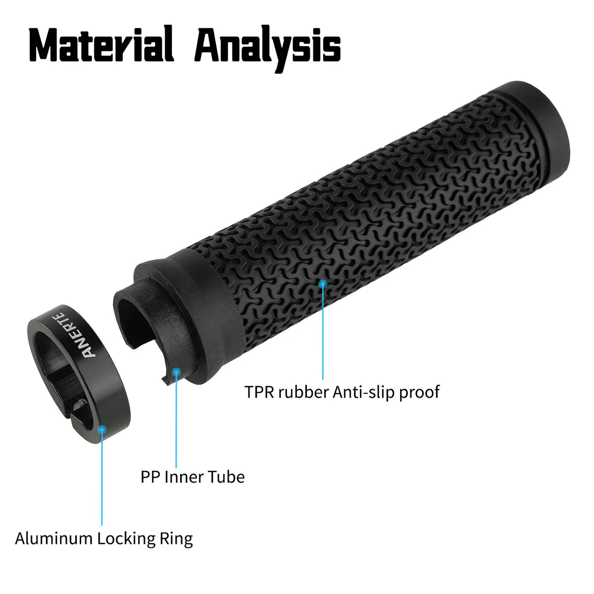 ANERTE Rubber Bicycle Grips 22mm Purple Brown Orange Black Ergonomic MTB Handlebar Grips for Dirt Pit BMX Mountain Bike Grips