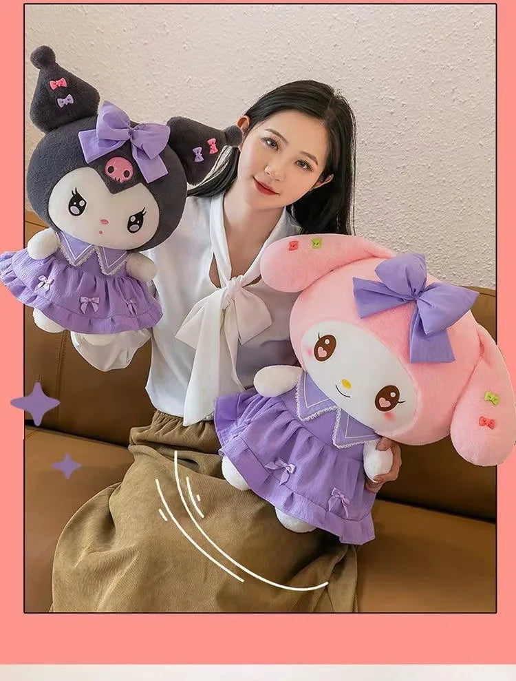 30cm Sanlio Purple Dress Kuromi Stuffed Plush Toy Cute Anime Surrounding Melody Plush Doll Gift for Girlfriend's Birthday