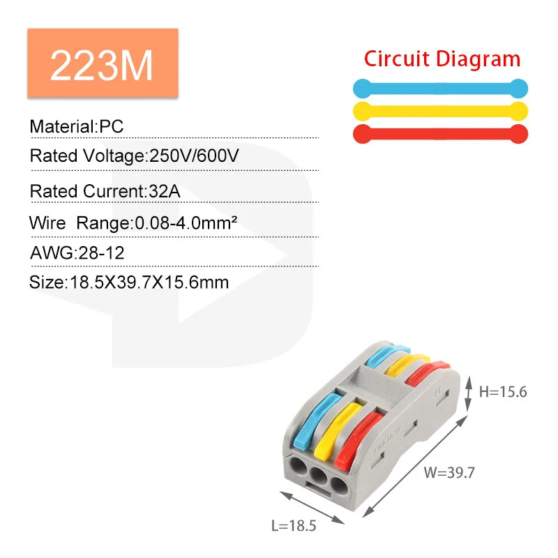 5PCS Fast Wire Connector Push-in Electrical Terminal Block Universal Splicing Wiring Cable Connectors For Cable Connection SPL ﻿