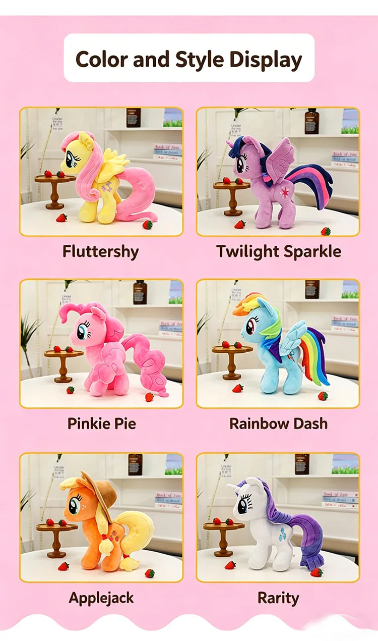 Little Pony Rainbow Dash Applejack Plush Toy 28cm Official Hasbro Figure Soft Stuffed Animal For Fans Collection Gift