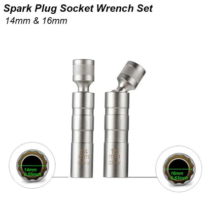 Spark Plug Socket Wrench Adapter 14mm 16mm Install Replace Repair Kit Swivel Torque Magnetic Remove Removal Gap Tool Car AUTO