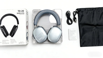 TD-20 Wireless Headphone 3D Spatial Audio Earphone Bluetooth 5.3 Headset 40mm Driver Over Ear Headphone 24H for Mobile Phone PC
