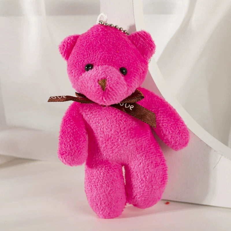 6/12pcs Mini Bear Plush Keychain Colorful Bear Stuffed Toy School Bag Pendant Teddy Doll Graduation Party Supplies Wedding Gift
