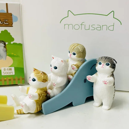 4cm Mofu Cat sands Action Figure Collection Set Animal Headgear Doll Kawaii  Cute PVC Model Desktop Decoration Crafts Gifts Toys