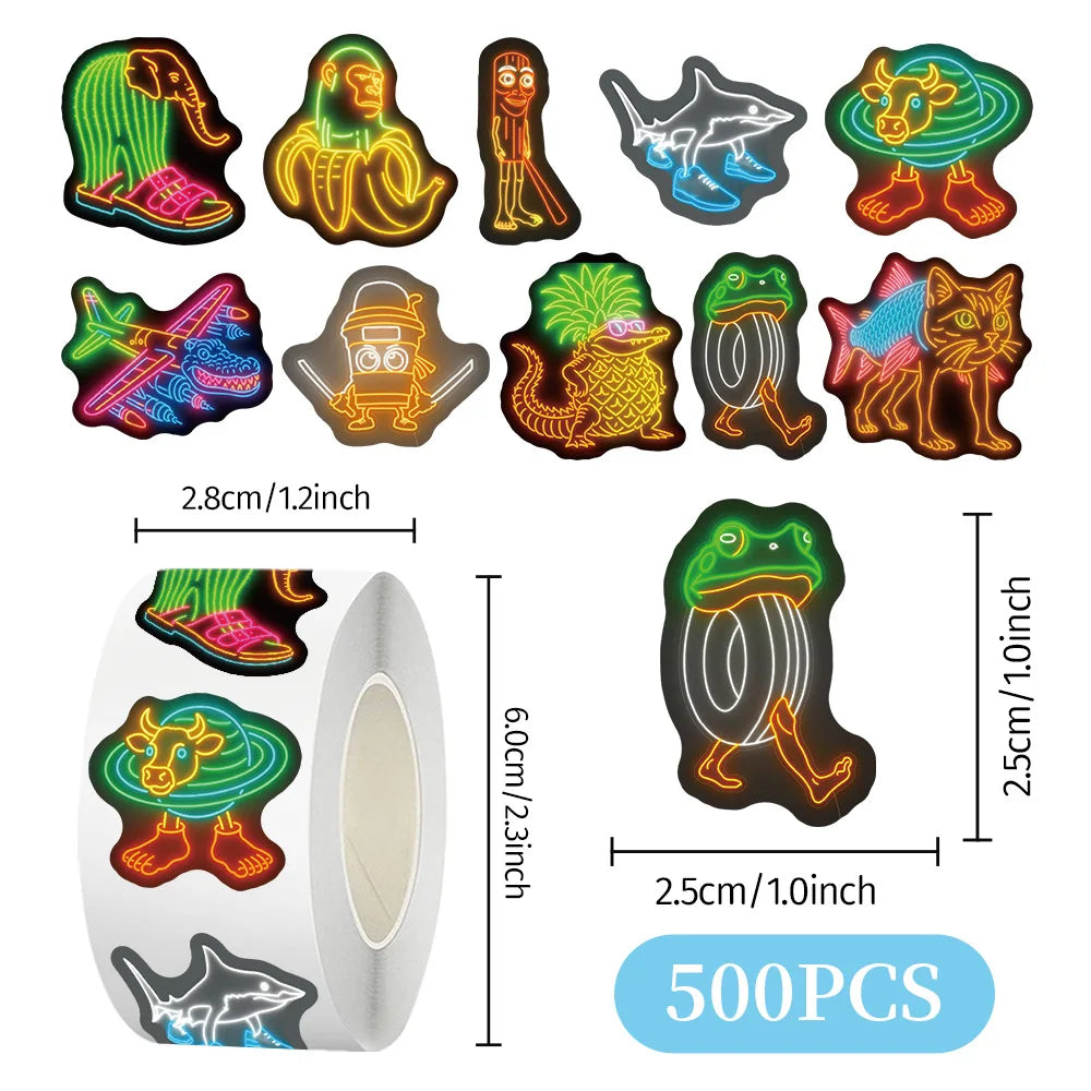 500pcs/Roll Italian Brainrot Stickers Funny AI Abstract TungTungSahur Tralalero Package Sealing DIY PVC Laptop Decals