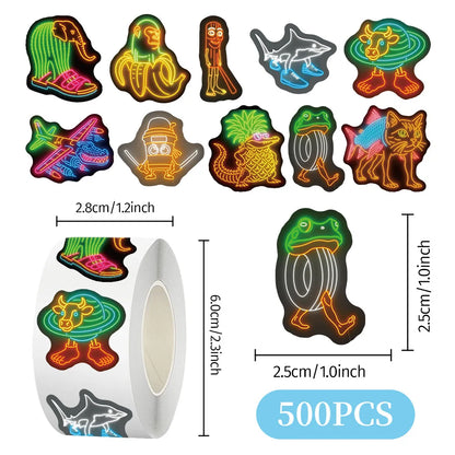 500pcs/Roll Italian Brainrot Stickers Funny AI Abstract TungTungSahur Tralalero Package Sealing DIY PVC Laptop Decals