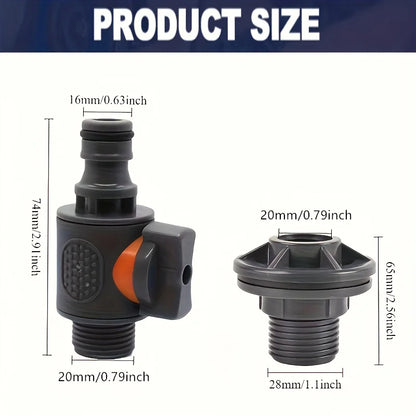 PVC/IBC Water Barrel Adapter, Durable Water Tank Adapter with Valve, Quick Installation Rainwater Collection Connector Kit