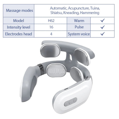 Smart Back Neck Massager with Heating TENS Pulse Cervical Muscle Massage Wireless Shoulder Health Care Device