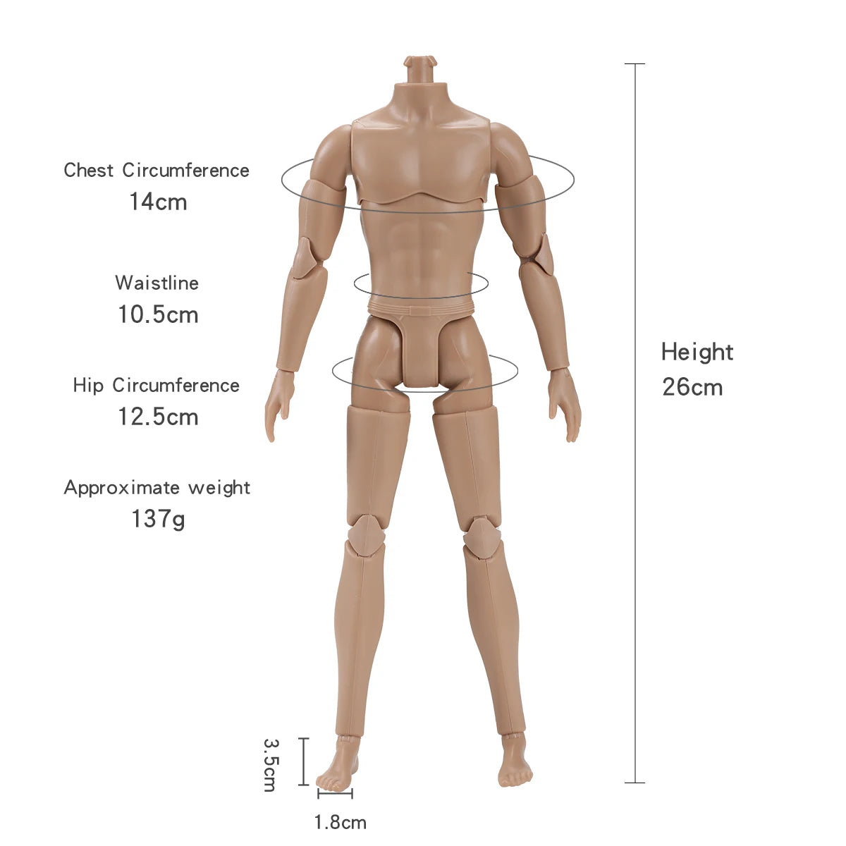 30CM Beige Coffee 1/6 Male Yoga Doll Body DIY Dressing Doll Figure Parts Accessories for Collectible Toys