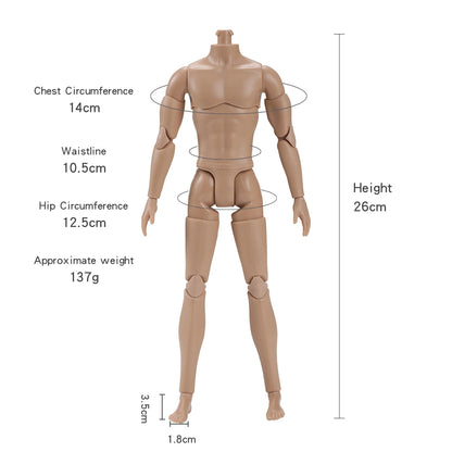 30CM Beige Coffee 1/6 Male Yoga Doll Body DIY Dressing Doll Figure Parts Accessories for Collectible Toys