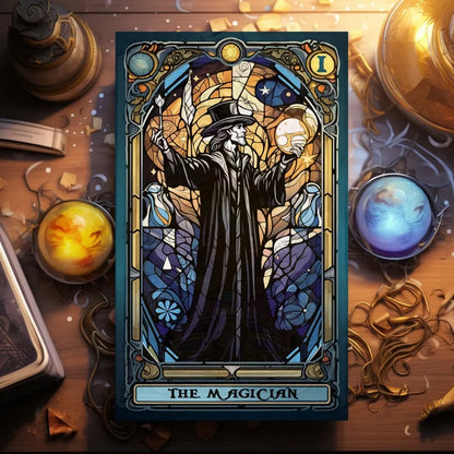 Complete Tarot Carding 10.3*6cm Stained Glass Set Inspired Rider Waite Smith Tarot Card Deck 78 Pcs Cards