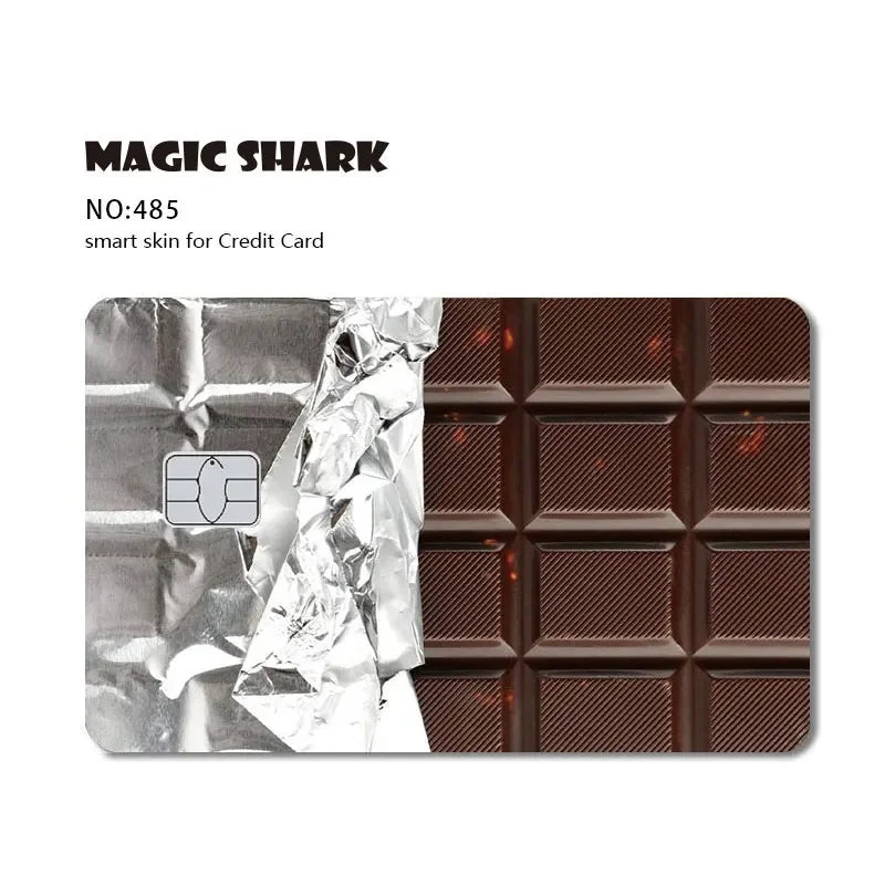 Magic Shark Cartoon Rabbit Warrior Flower Anime Chocolate PVC Sticker Film Skin Cover for Debit Credit Card