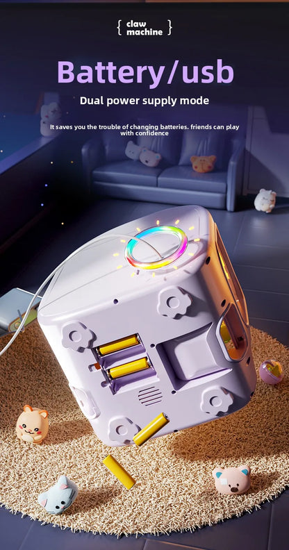 DIY Automatic Doll Machine Kids Coin Operated Play Game Mini Claw Catch Toys Crane Machines Music Doll for Christmas gifts