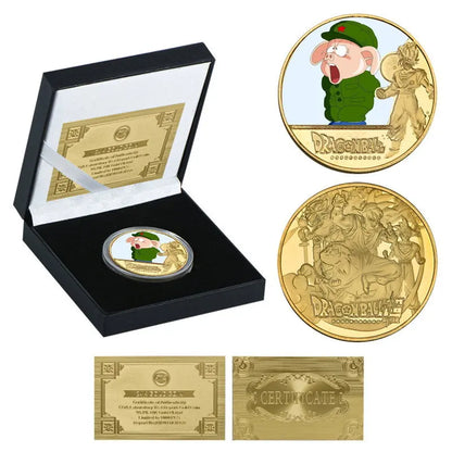Dragon Ball Gold Plated Gold Coin Son Goku Vegeta Commemorative Coins Children Classic Anime Peripherals Collection Toy Souvenir