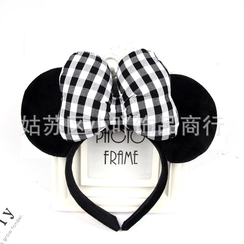 2023 New Cute Performance Party Headband Mickey Minnie Headband Mickey Mouse Bow DY Black Ear Headband Christmas HairAccessories
