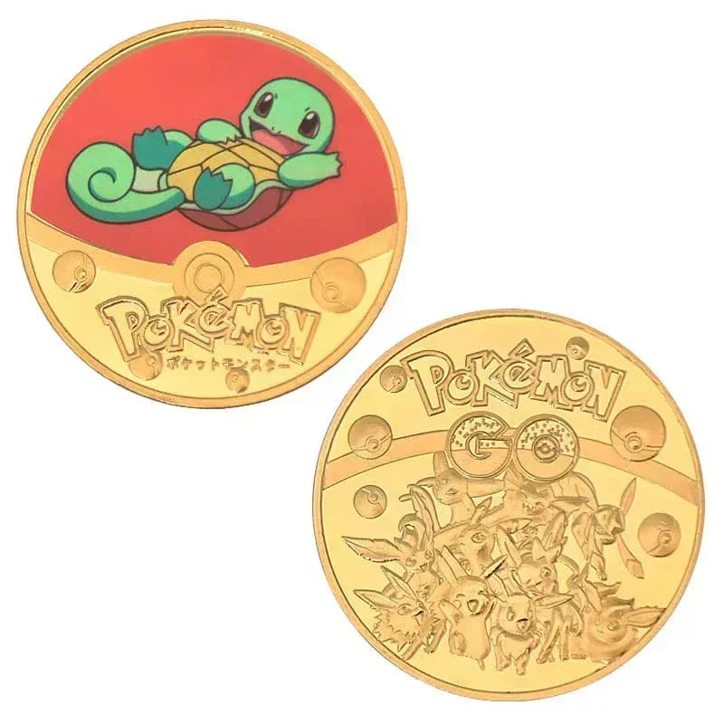Anime Gold Plated Gold Coin Game Commemorative Coin Pikachu Mewtwo Charizard Gold Coin Game Collection childrens gift