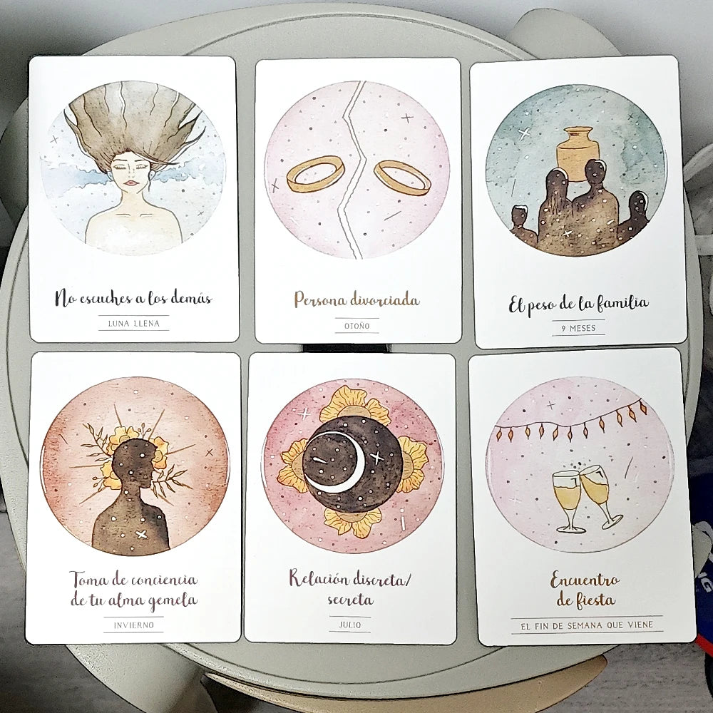 Romantic Love Oracle Deck 42 Pcs Heart Chakra Oracle Cards 10.5*7.5cm In Spanish Language