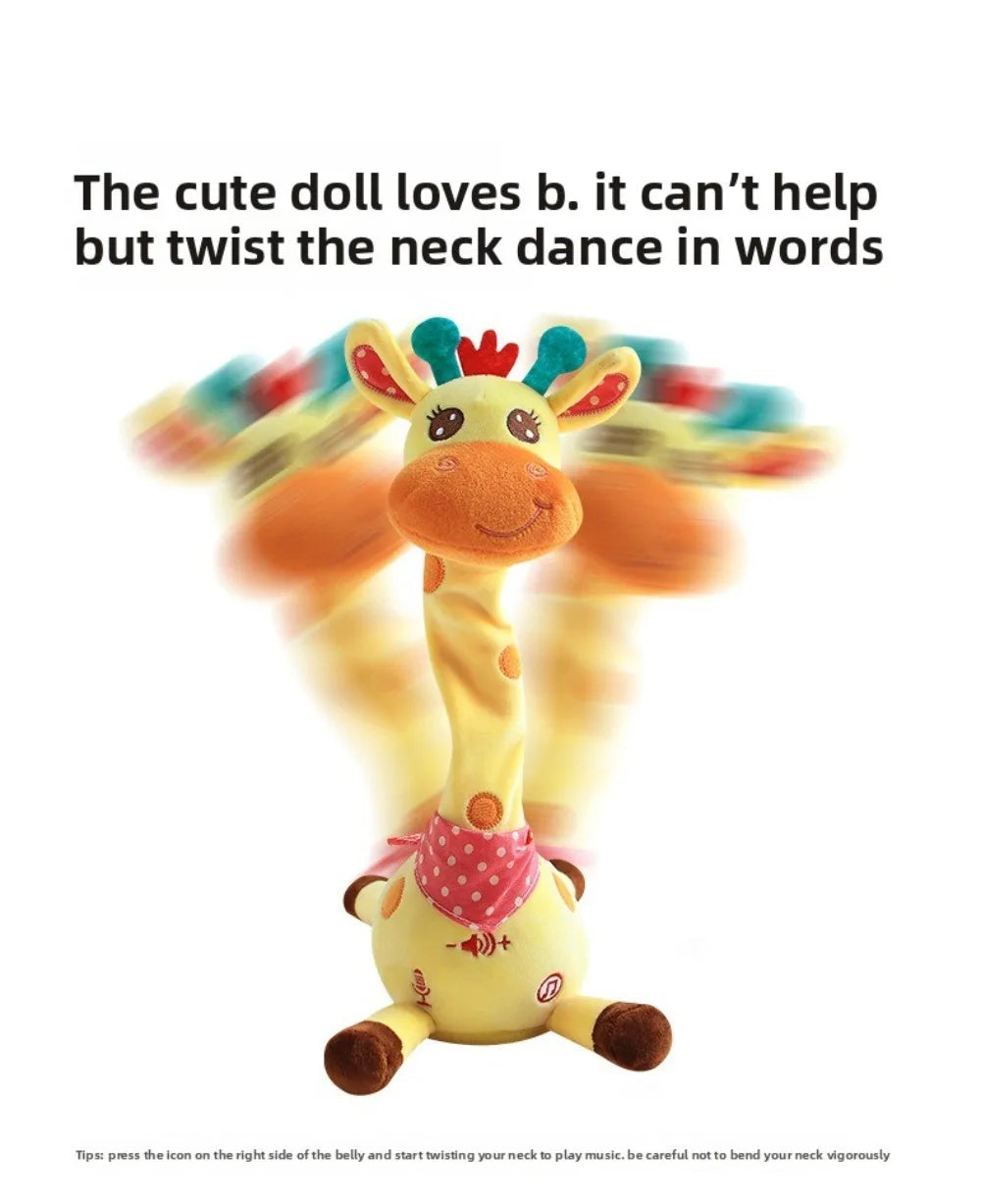 Repeating What You Say Dancing Talking Giraffe Toy with 10 Songs Plush Swaying Dancing Giraffe Adjustable Volume Glowing