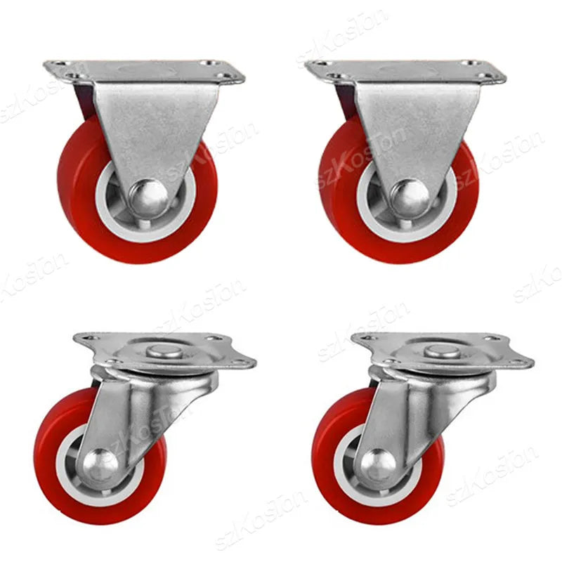 4Pcs/lot 1-2inch Furniture Caster PVC Red Universal Wheel Swivel Caster Roller Wheel For Platform Trolley Accessory