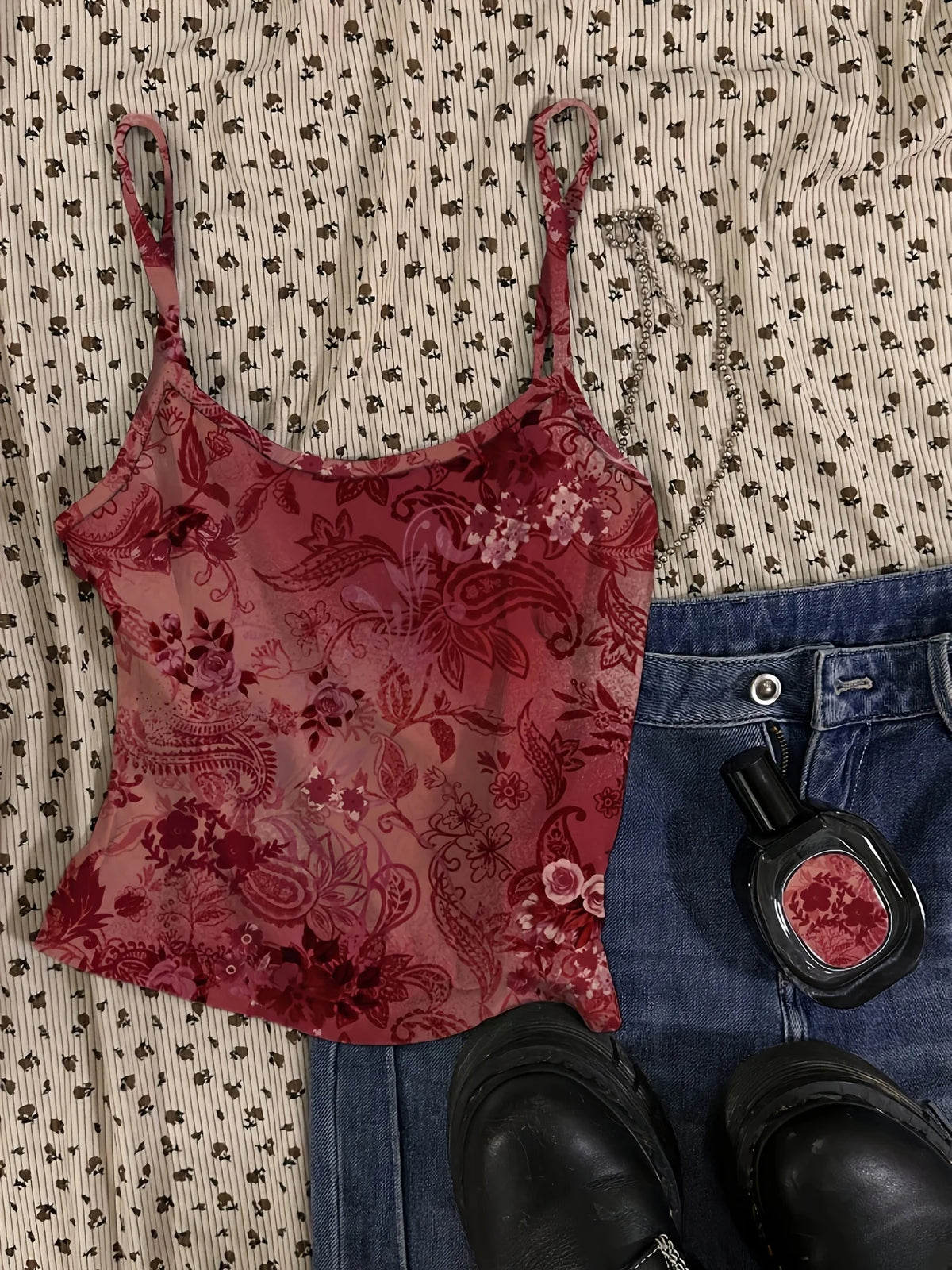 Floral-Print Cropped Tank Top