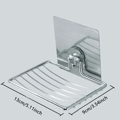 1pc-Stainless steel soap rack, wall mounted soap rack, drainage soap tray, simple soap storage rack in home bathroom