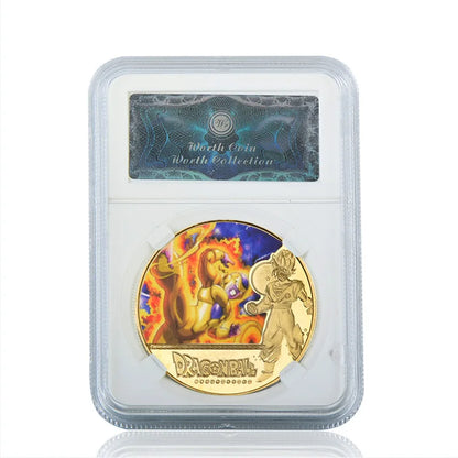 Dragon Ball Gold Plated Gold Coin Son Goku Vegeta Commemorative Coins Children Classic Anime Peripherals Collection Toy Souvenir